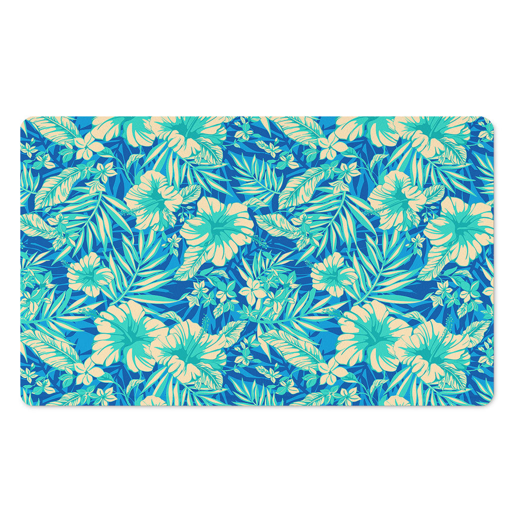 Blue Blossom Tropical Pattern Print Polyester Doormat