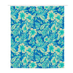 Blue Blossom Tropical Pattern Print Polyester Shower Curtain