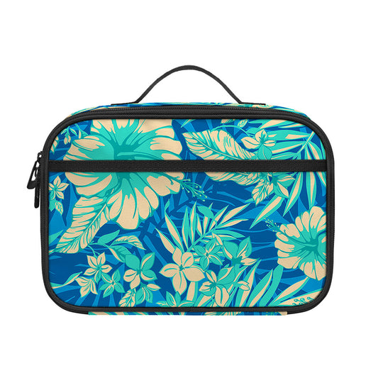 Blue Blossom Tropical Pattern Print Portable Lunch Bag