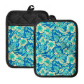 Blue Blossom Tropical Pattern Print Pot Holders With Pocket