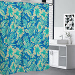 Blue Blossom Tropical Pattern Print Premium Shower Curtain