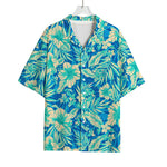Blue Blossom Tropical Pattern Print Rayon Hawaiian Shirt