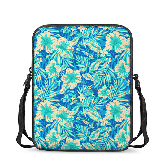 Blue Blossom Tropical Pattern Print Rectangular Crossbody Bag