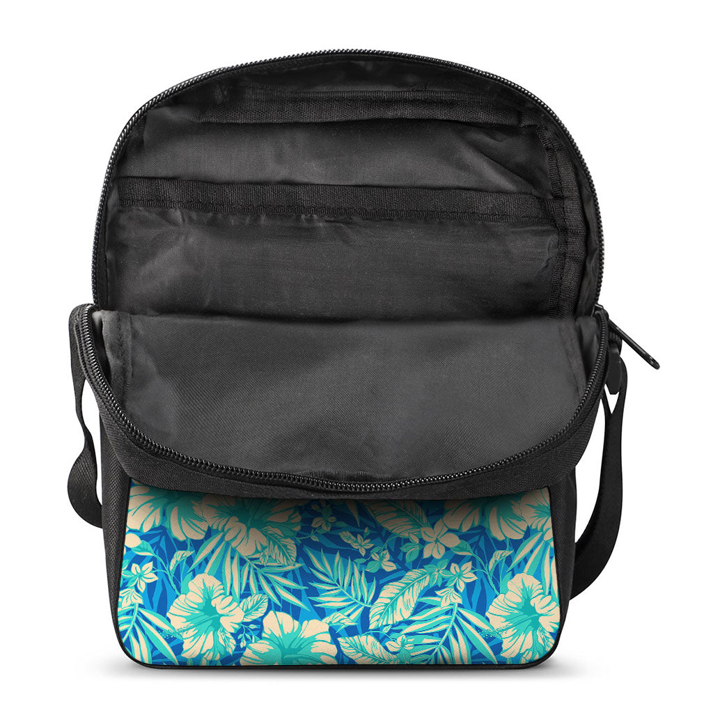 Blue Blossom Tropical Pattern Print Rectangular Crossbody Bag