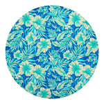 Blue Blossom Tropical Pattern Print Round Blanket