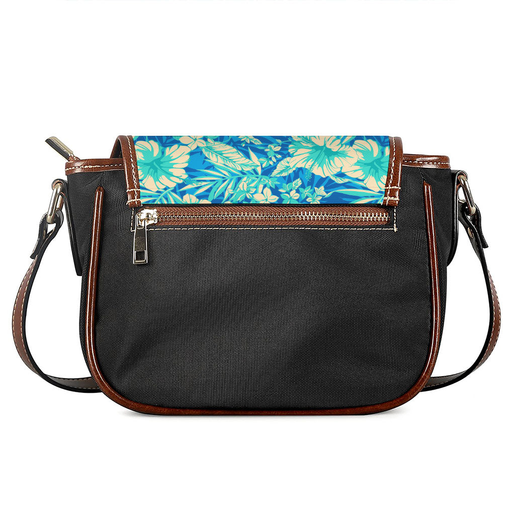 Blue Blossom Tropical Pattern Print Saddle Bag