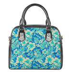 Blue Blossom Tropical Pattern Print Shoulder Handbag