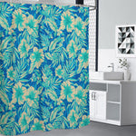 Blue Blossom Tropical Pattern Print Shower Curtain