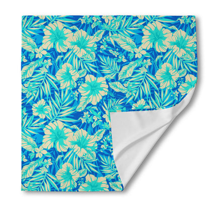 Blue Blossom Tropical Pattern Print Silk Bandana