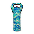 Blue Blossom Tropical Pattern Print Single Neoprene Wine Tote