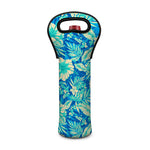 Blue Blossom Tropical Pattern Print Single Neoprene Wine Tote