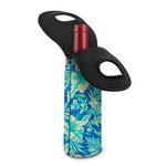 Blue Blossom Tropical Pattern Print Single Neoprene Wine Tote
