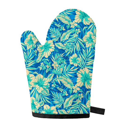 Blue Blossom Tropical Pattern Print Single Oven Mitt