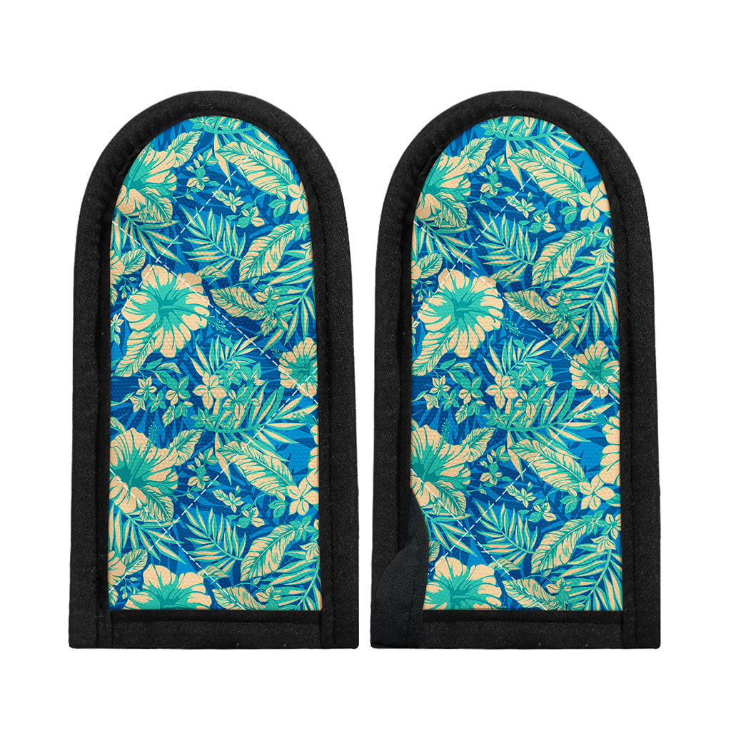 Blue Blossom Tropical Pattern Print Skillet Handle Cover