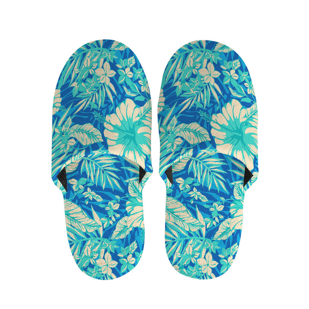 Blue Blossom Tropical Pattern Print Slippers