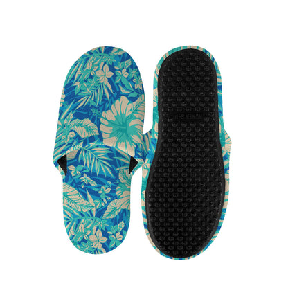 Blue Blossom Tropical Pattern Print Slippers