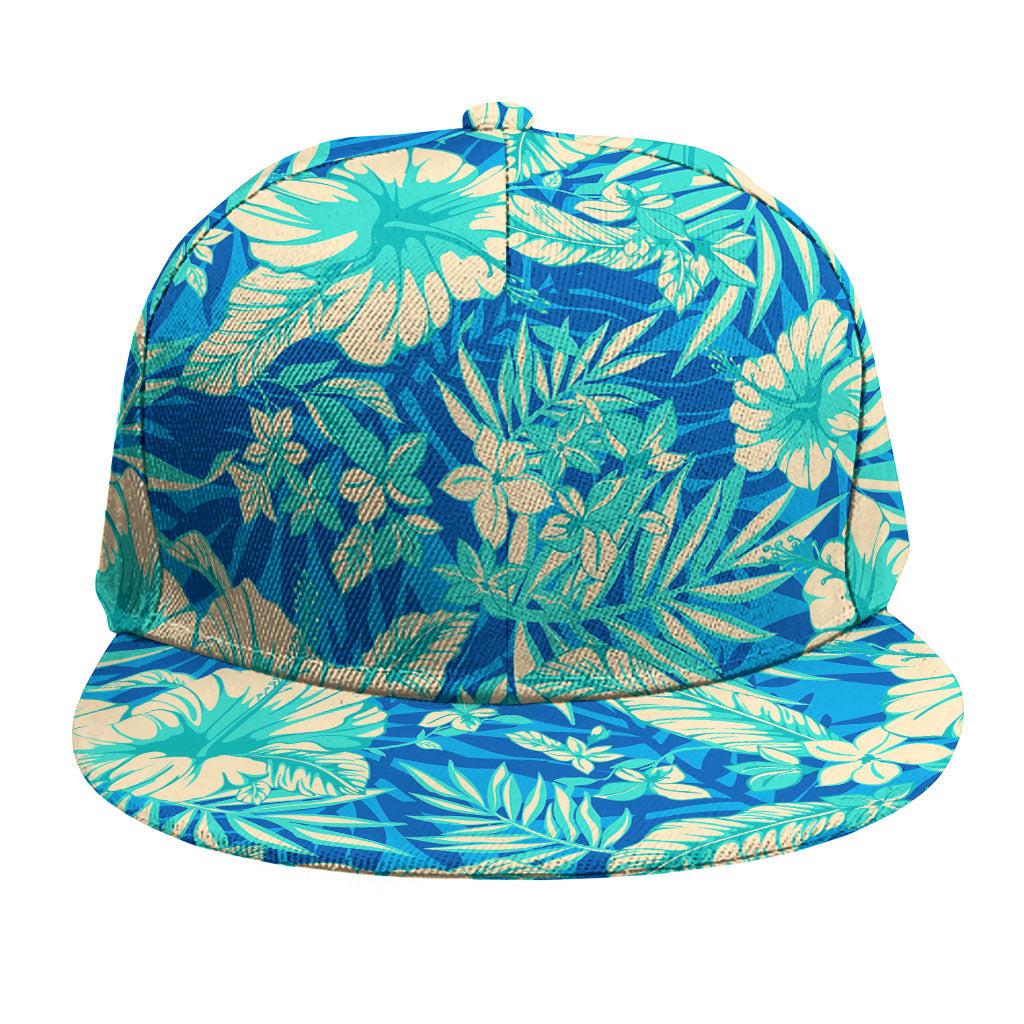 Blue Blossom Tropical Pattern Print Snapback Cap