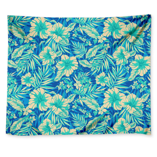 Blue Blossom Tropical Pattern Print Tapestry