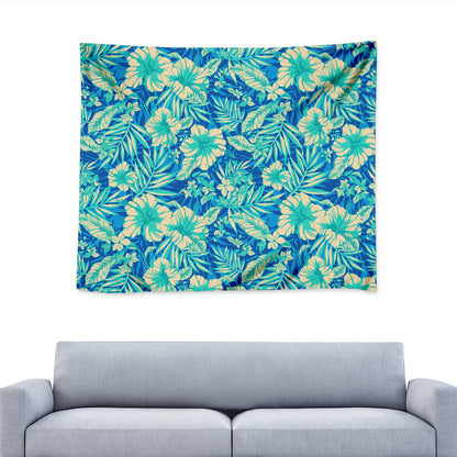 Blue Blossom Tropical Pattern Print Tapestry