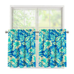 Blue Blossom Tropical Pattern Print Tier Curtains