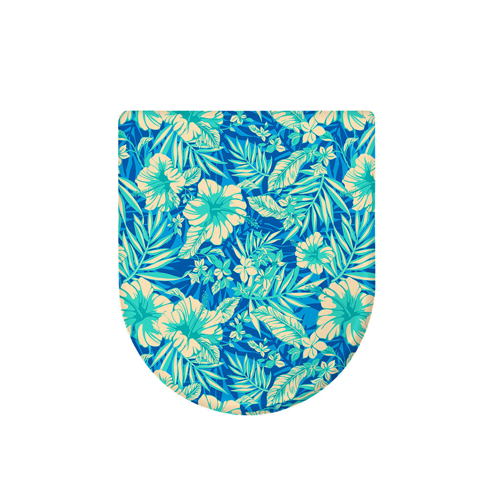 Blue Blossom Tropical Pattern Print Toilet Lid Cover