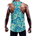 Blue Blossom Tropical Pattern Print Training Tank Top
