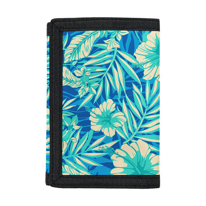 Blue Blossom Tropical Pattern Print Trifold Wallet