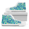 Blue Blossom Tropical Pattern Print White High Top Sneakers