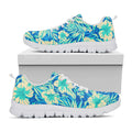 Blue Blossom Tropical Pattern Print White Running Shoes