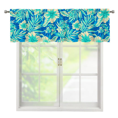 Blue Blossom Tropical Pattern Print Window Valance
