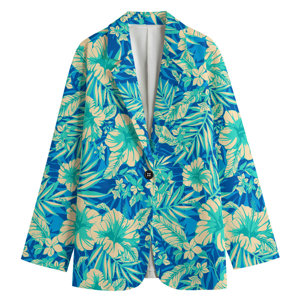 Blue Blossom Tropical Pattern Print Women's Blazer
