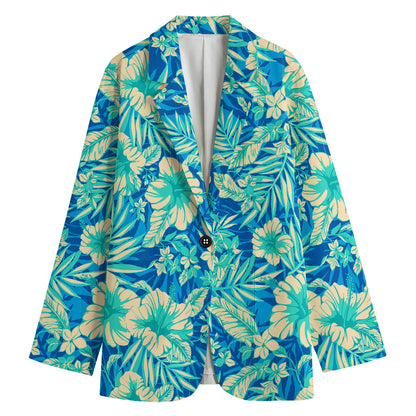 Blue Blossom Tropical Pattern Print Women's Blazer