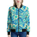 Blue Blossom Tropical Pattern Print Women's Bomber Jacket