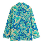 Blue Blossom Tropical Pattern Print Women's Cotton Blazer