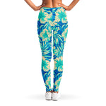 Blue Blossom Tropical Pattern Print Women's Leggings
