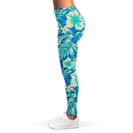 Blue Blossom Tropical Pattern Print Women's Leggings