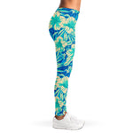 Blue Blossom Tropical Pattern Print Women's Leggings