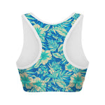 Blue Blossom Tropical Pattern Print Women's Sports Bra