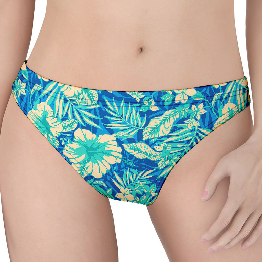 Blue Blossom Tropical Pattern Print Women's Thong
