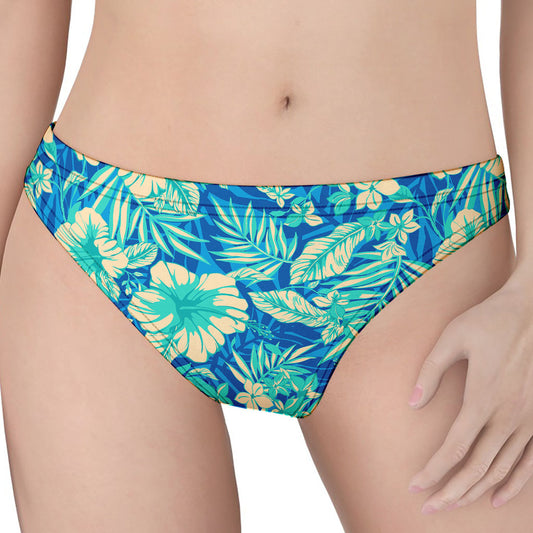 Blue Blossom Tropical Pattern Print Women's Thong