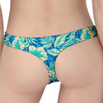 Blue Blossom Tropical Pattern Print Women's Thong