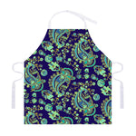 Blue Bohemian Paisley Pattern Print Adjustable Apron