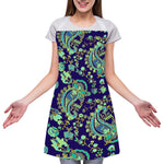 Blue Bohemian Paisley Pattern Print Adjustable Apron