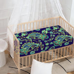 Blue Bohemian Paisley Pattern Print Baby Crib Sheet