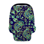 Blue Bohemian Paisley Pattern Print Baby Seat Cover