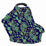 Blue Bohemian Paisley Pattern Print Baby Seat Cover