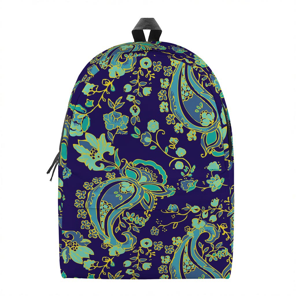 Blue Bohemian Paisley Pattern Print Backpack