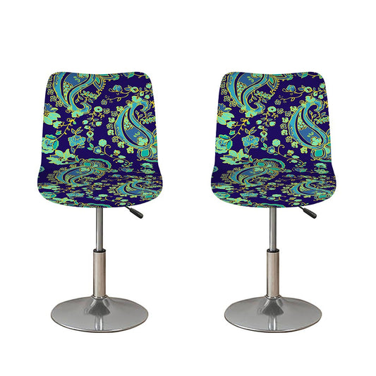 Blue Bohemian Paisley Pattern Print Bar Stool Covers