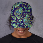 Blue Bohemian Paisley Pattern Print Baseball Cap