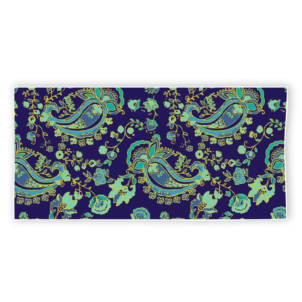 Blue Bohemian Paisley Pattern Print Beach Towel